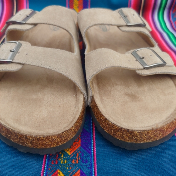 Woodstock Men's Vintage Brand NY Leather Cork Strap Sandals Tan size 11 - Picture 13 of 16